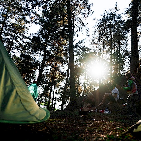 Camping sauvage dans la forêt