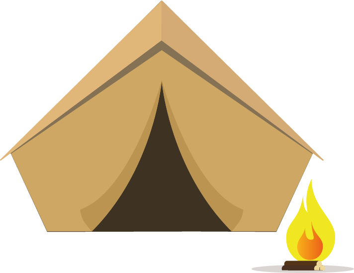 Tent with campfire