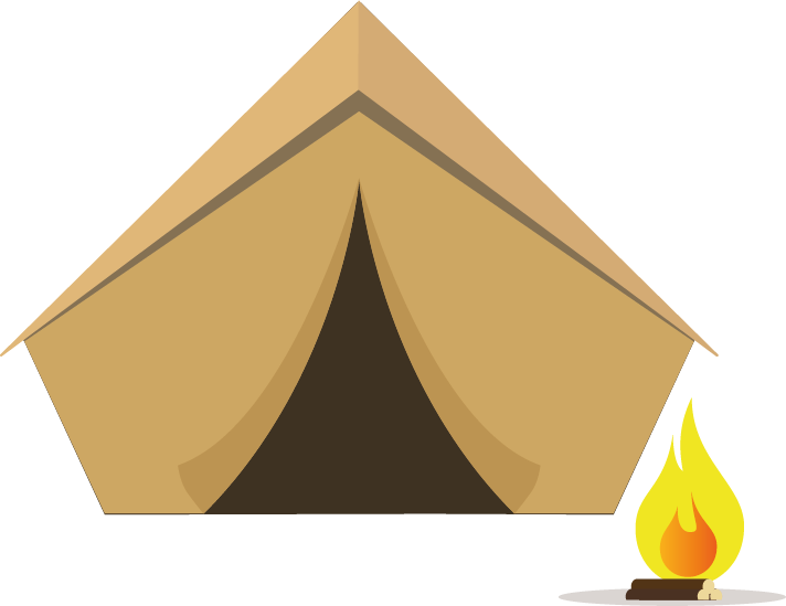 Tente avec feu de camp