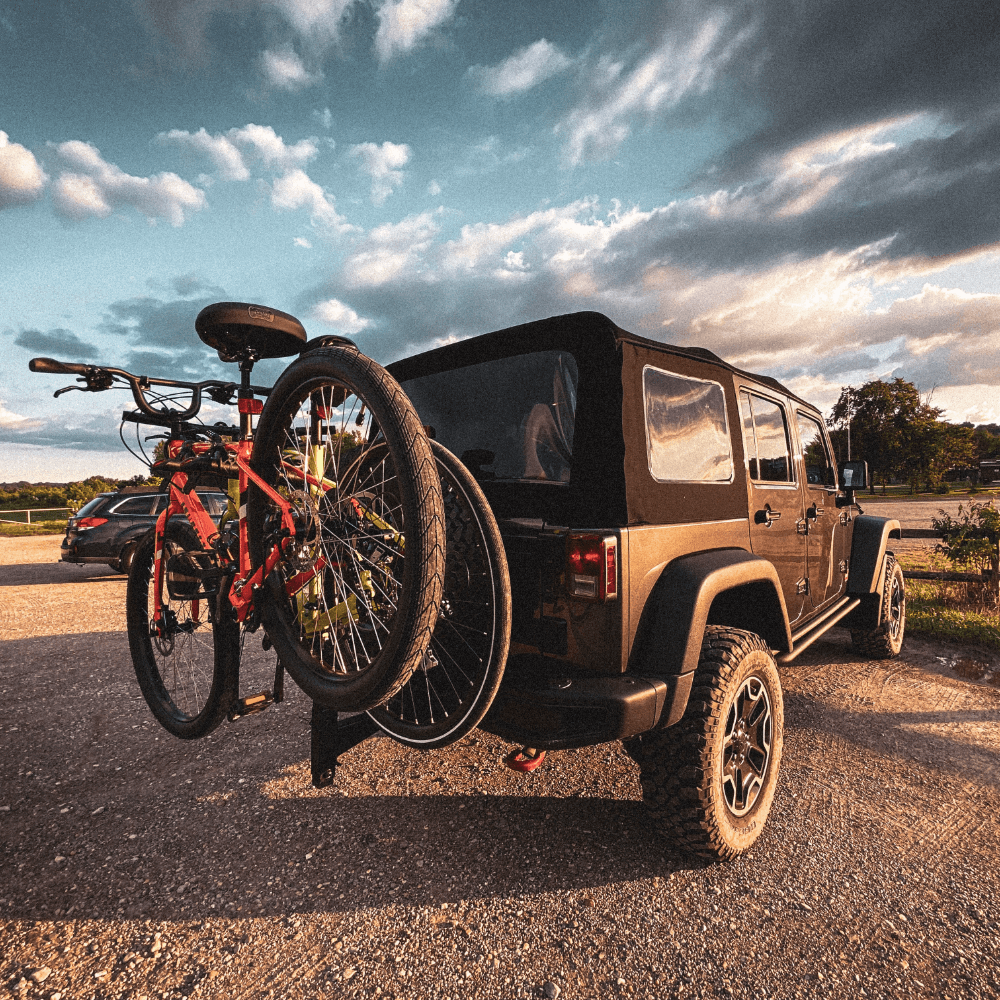 Bicycle rack on an off road vehicle